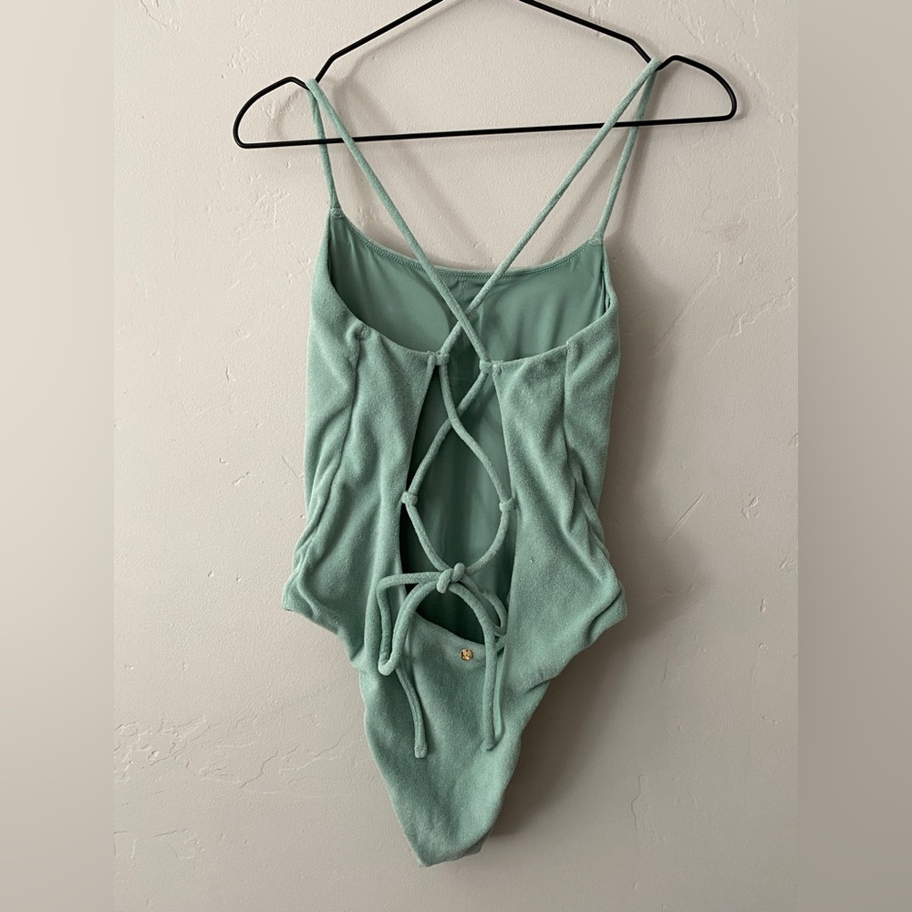 Victoria secret scoop one piece swimsuit cross cross tie back